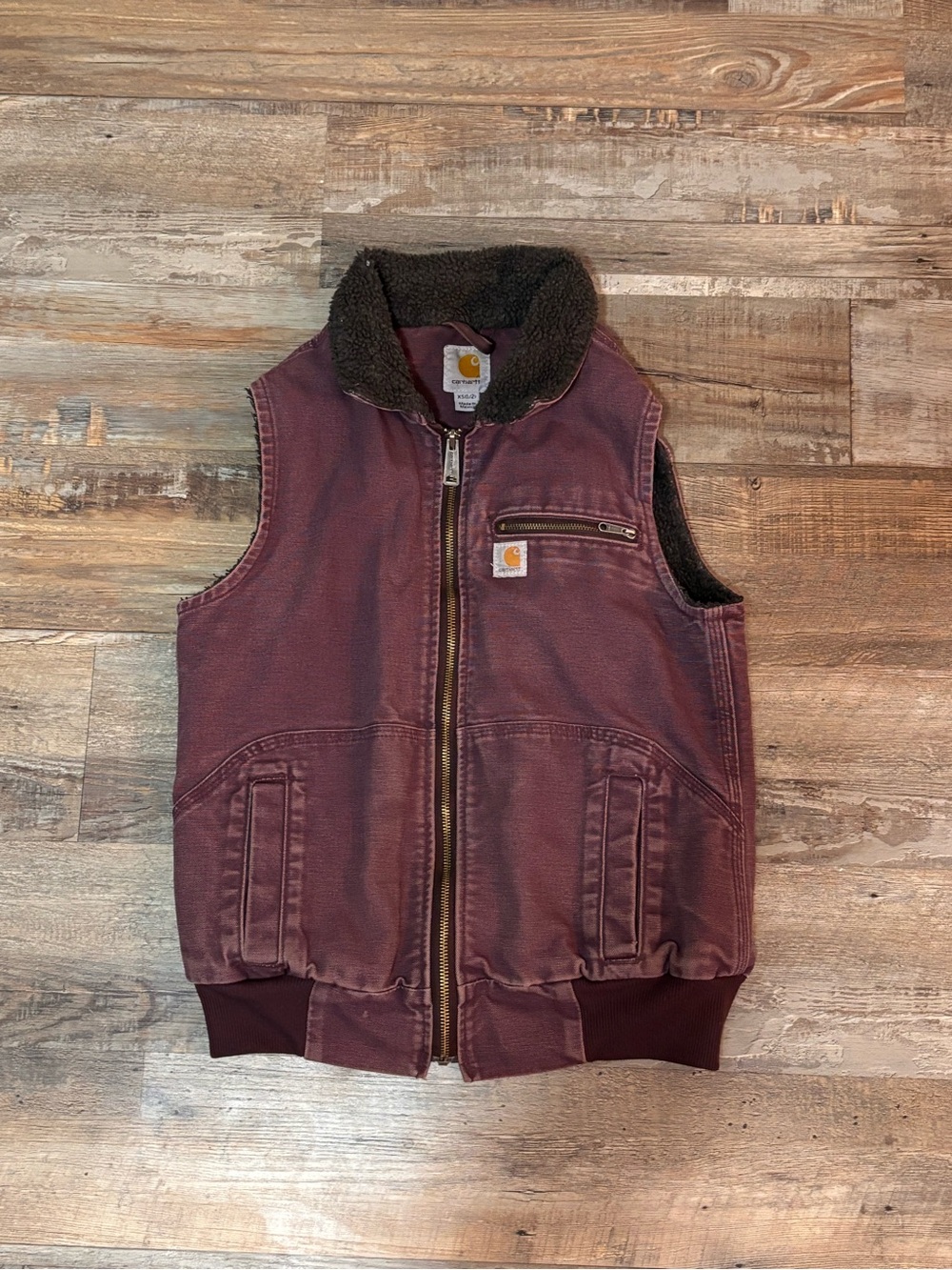 Carhartt Women XS Sherpa Lined Canvas Vest Blackberry Purple Workwear